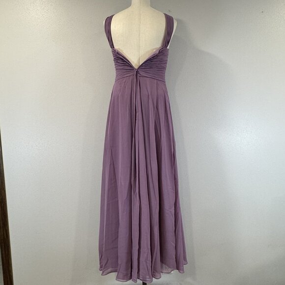 Azazie Kaleigh Bridesmaid Pleated Chiffon Dress Full Length Wisteria Custom NWT - Picture 6 of 15
